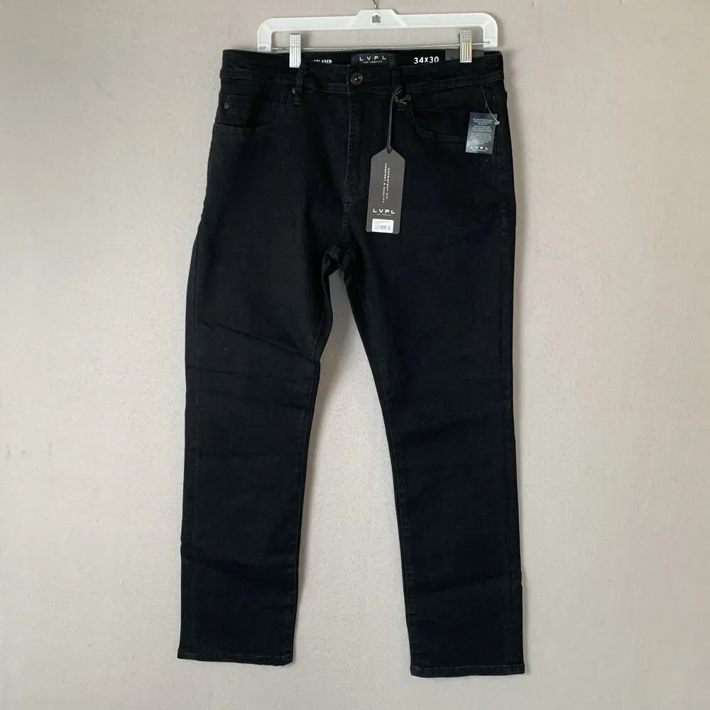 LVPL Liverpool Jeans Men 34x30 Black Kingston Relaxed Straight Preppy Dadcore